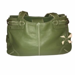 Franklin Covey Leather Handbag Purse Bag Green